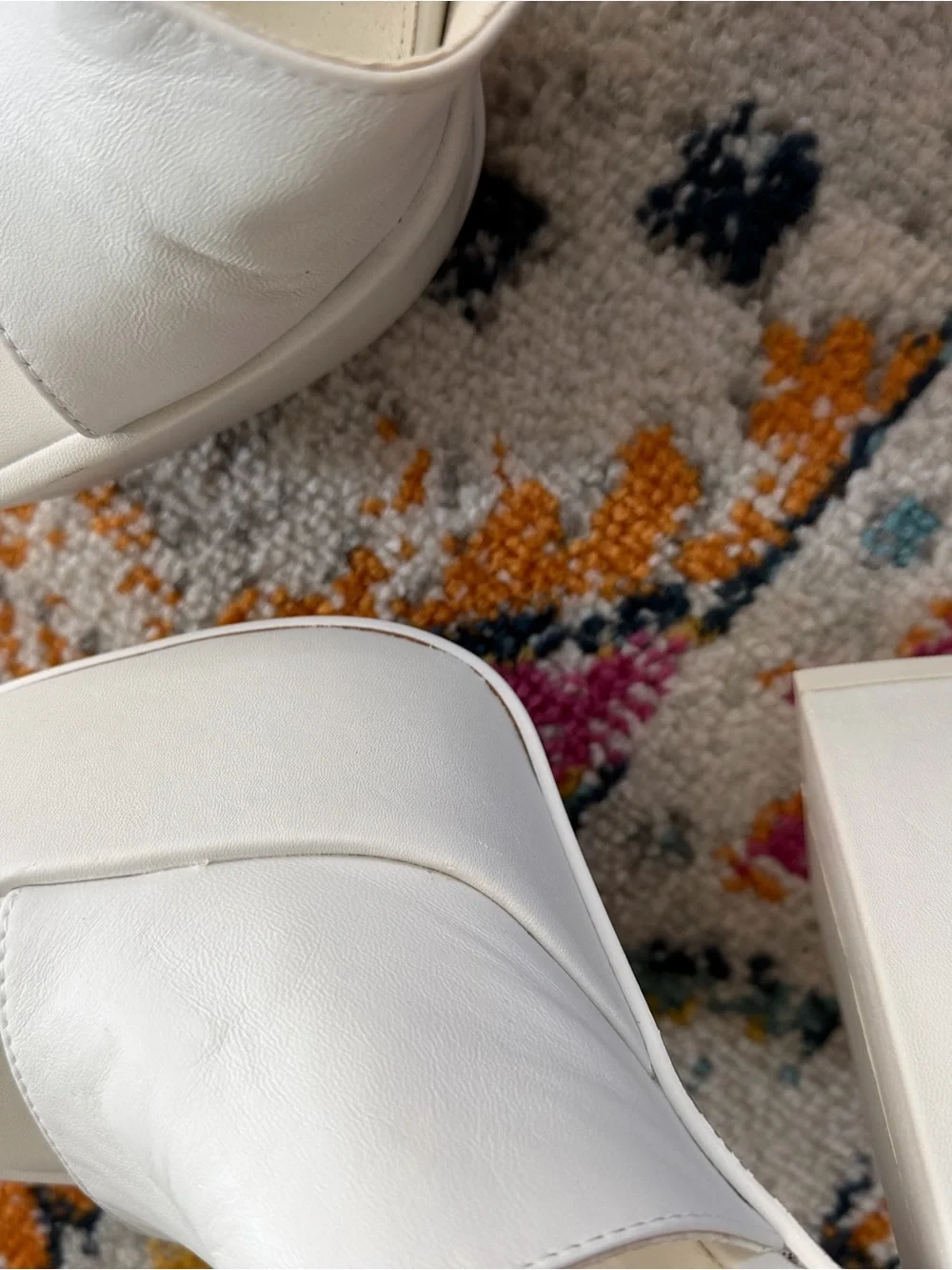 Steve Madden Trixie Leather Platform Slide Sandals Y2K White 8.5 New Chunky Heel